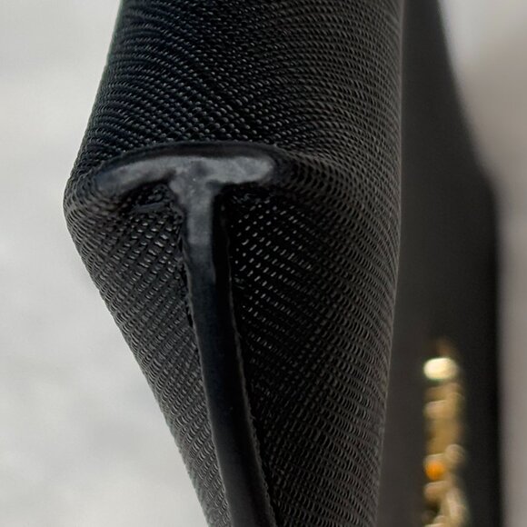 Calvin Klein Black Faux Saffiano Leather Zip Wristlet Clutch Wallet EUC - Picture 10 of 16